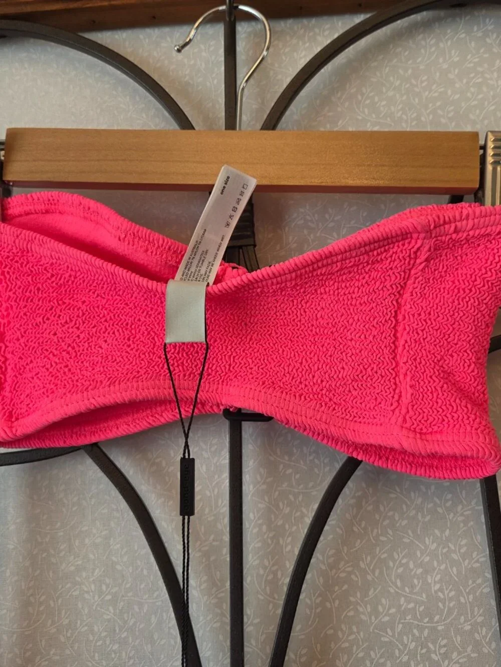 Bond Eye Neon Azalea Bandeau Bikini Set One Size Cheeky Pink Crinkle NEW Summer